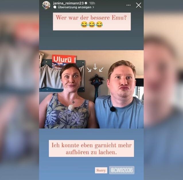 Janina und Coleman albern gerne miteinander rum. Foto: Instagram / Janina Reimann